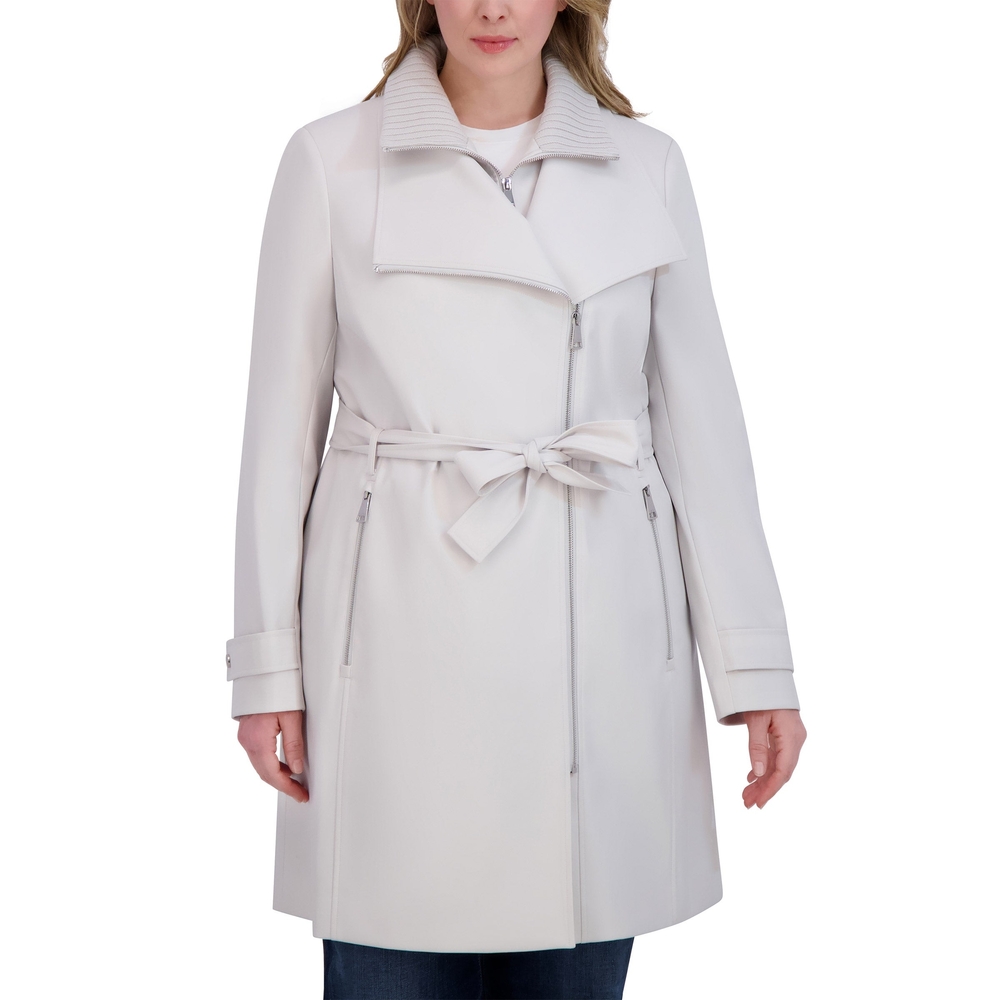 Halston Heritage Cream Belted Trench Coat - Picture 3 of 5